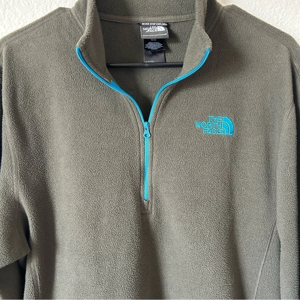 The North Face Men's Olive Green Fleece Quarter Zip-Up, Outdoor,Gorpcore,Sweater